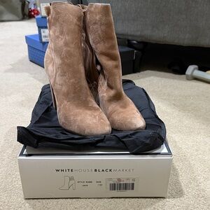 White House Black Market Brown Suede Heeled Boots size 7.5M